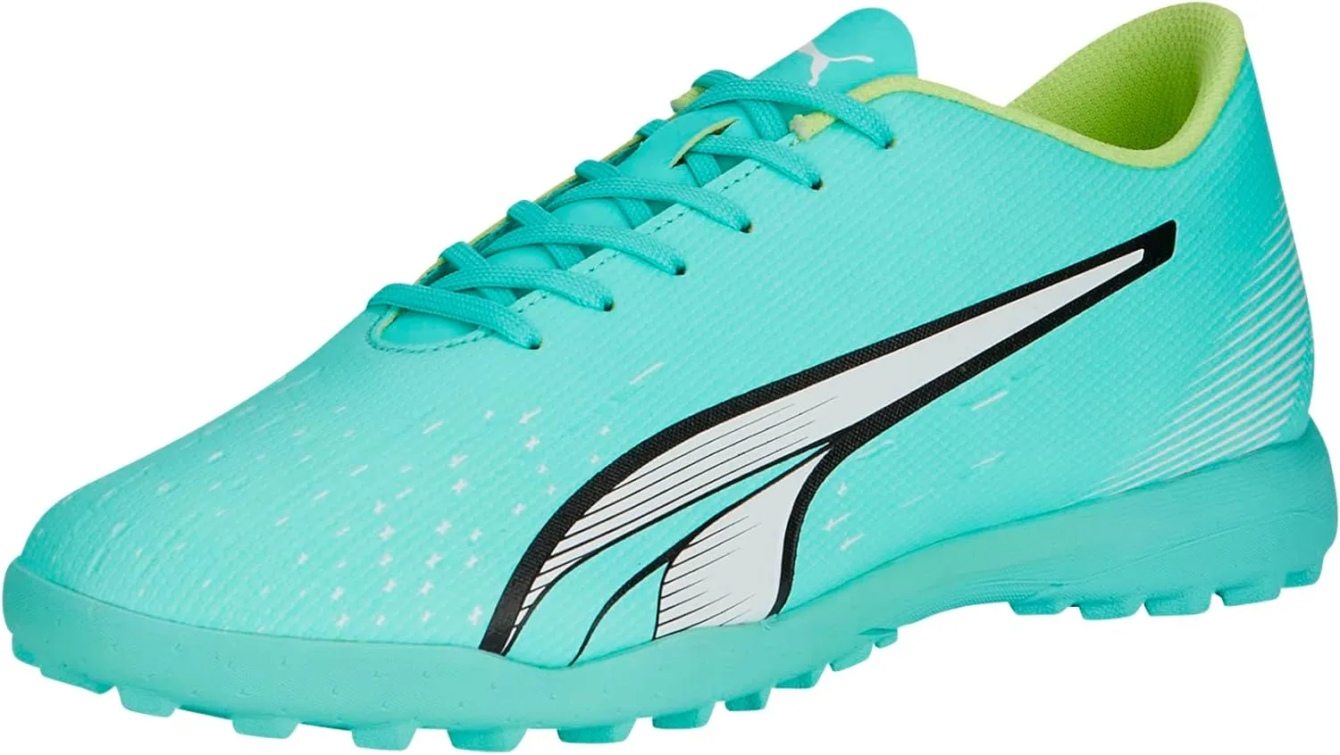 PUMA Mens Ultra Play Turf Trainer Soccer Cleats, Electric Peppermint-PUMA Mens White-Fast Yellow, 7