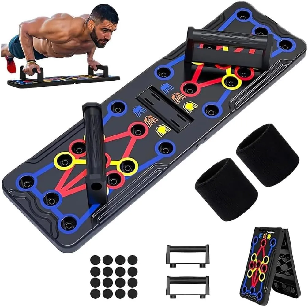 Push Up Board for Men & Women - Foldable Pushup Board, Multi-Function Push Up Board for Floor - Fitness Strength & Exercise Training Equipment for Home Workout