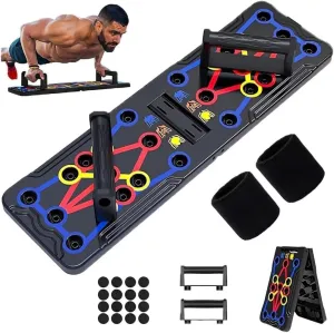 Push Up Board for Men & Women - Foldable Pushup Board, Multi-Function Push Up Board for Floor - Fitness Strength & Exercise Training Equipment for Home Workout