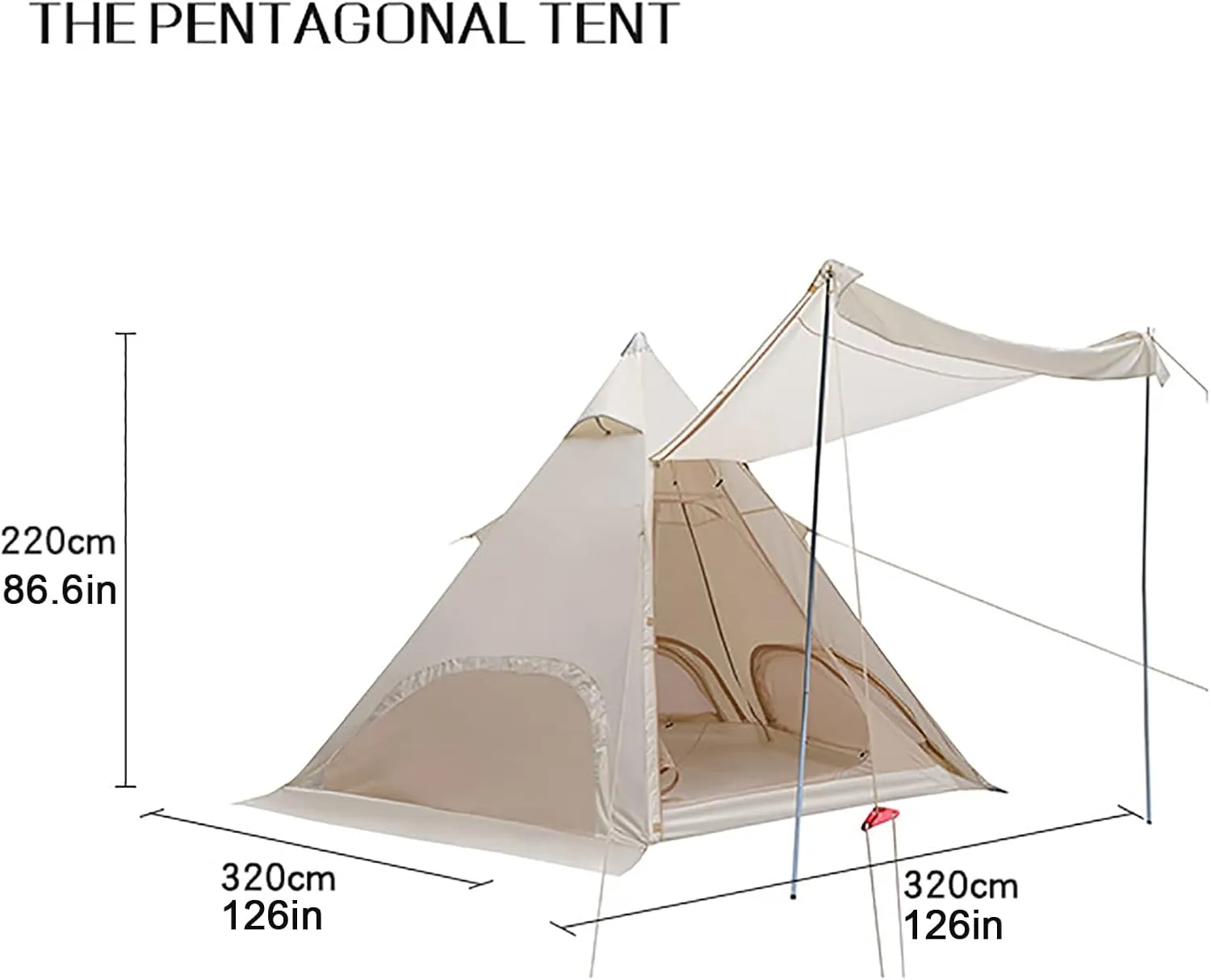 Pyramid Outdoor Tent, Oxford Cloth Tent, Family Camping Tent Quick Set up Tent for Beach, Traveling, Hiking, Mountaineering, Outdoor Activities