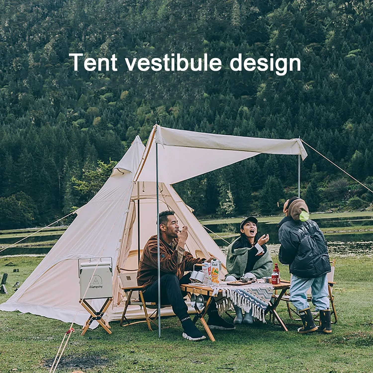 Pyramid Outdoor Tent, Oxford Cloth Tent, Family Camping Tent Quick Set up Tent for Beach, Traveling, Hiking, Mountaineering, Outdoor Activities