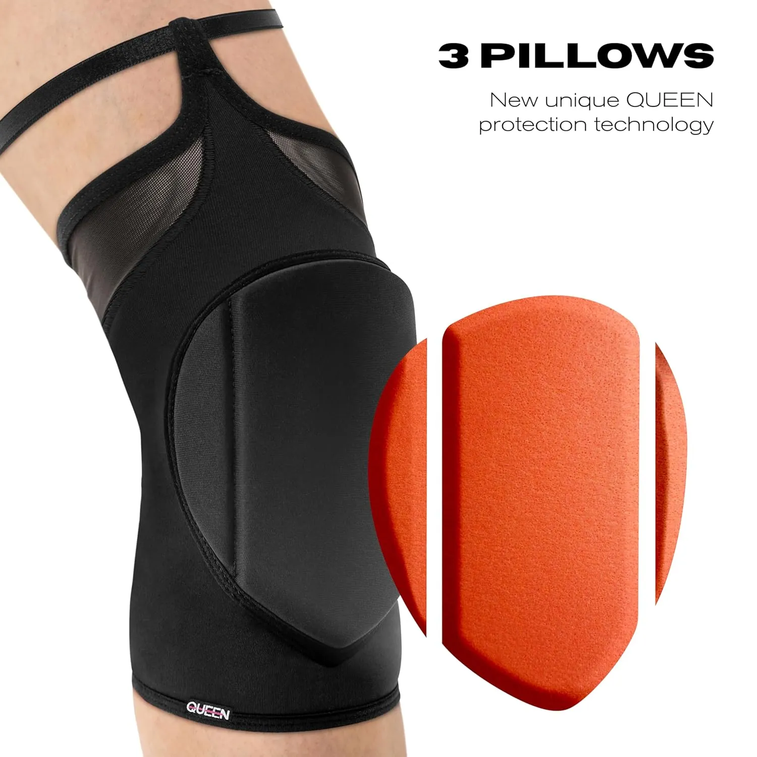 Queen Wear – Black Fire – Pole Dance Knee Pads – Perfect Woman Protection for Ballet Modern Dance and Indoor Sports… (L)