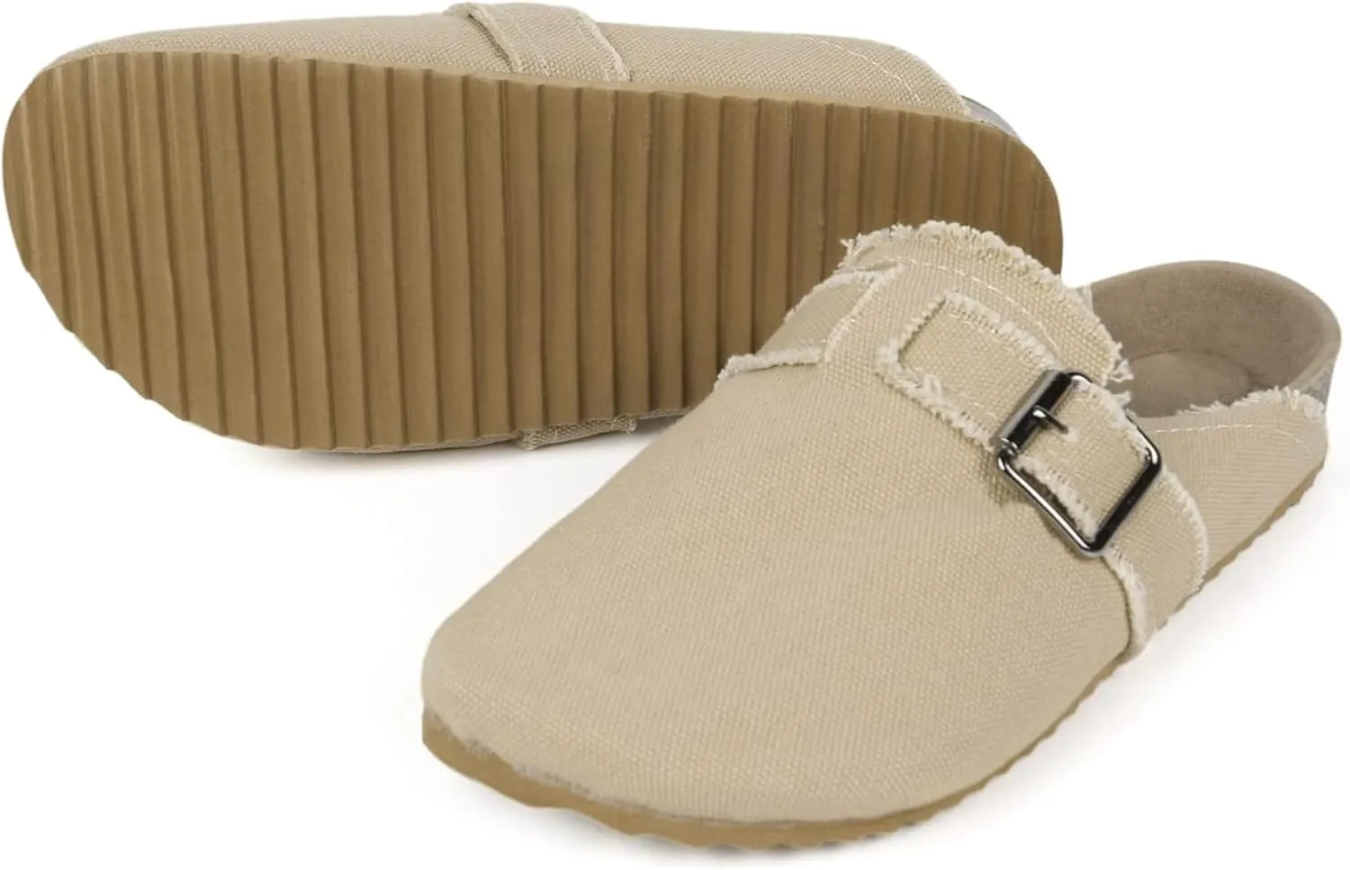 RACHAPE Canvas Loafer Women's Vintage Clogs Flat Slides Slip On Mules Shoes Low Top Backless Casual Sneakers for Walking