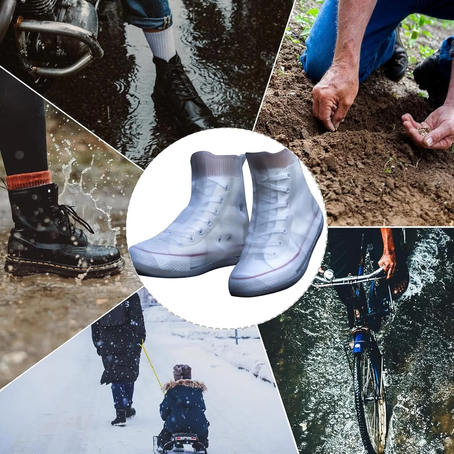 Rain Silicone Shoe Covers, Anti-Slip Wear-Resistant and Portable Waterproof Shoe Covers, for Outdoor Home Travel Rain Boots