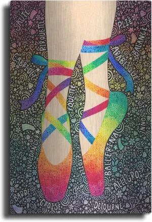 'Rainbow Ballet Slippers' by Hello Angel Metal Wall Art, 16" x 24"
