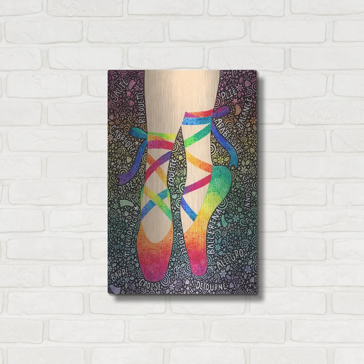 'Rainbow Ballet Slippers' by Hello Angel Metal Wall Art, 16" x 24"