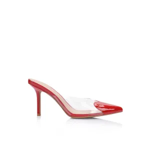 Raquel Mule Vinylite & Red Patent Leather