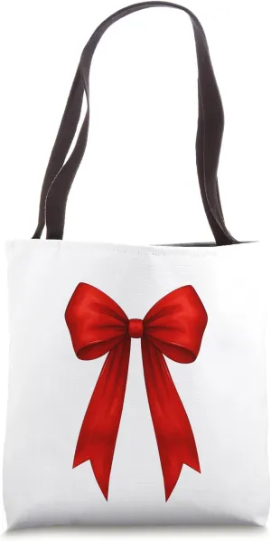 Red Ribbon Aesthetic Cute Girly Bow Tote Bag