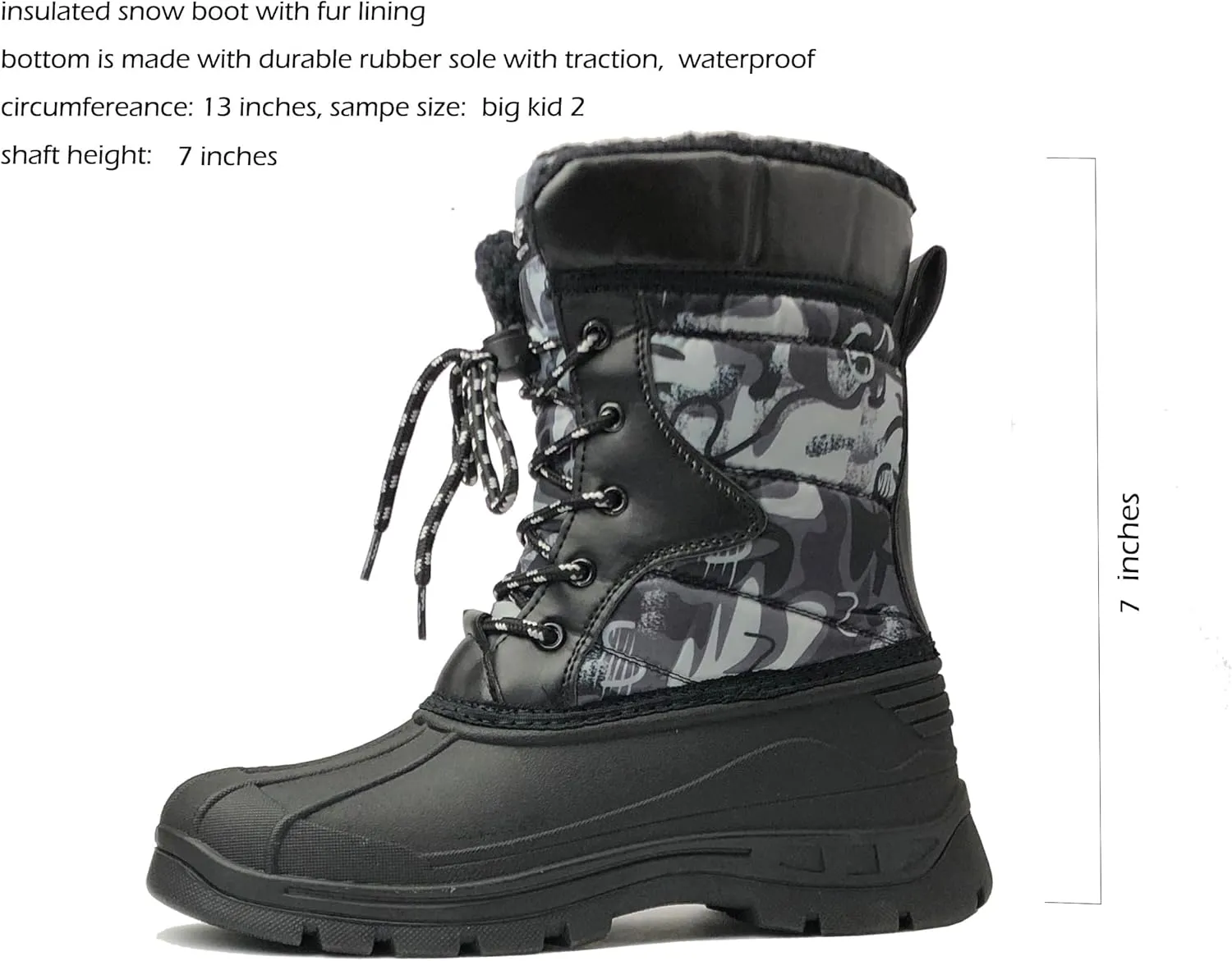 REDVOLUTION Unisex Snow Boots Slip-Resistant Waterpoof Winter Fashion Shoe (Toddler/Little Kid/Big Kid)
