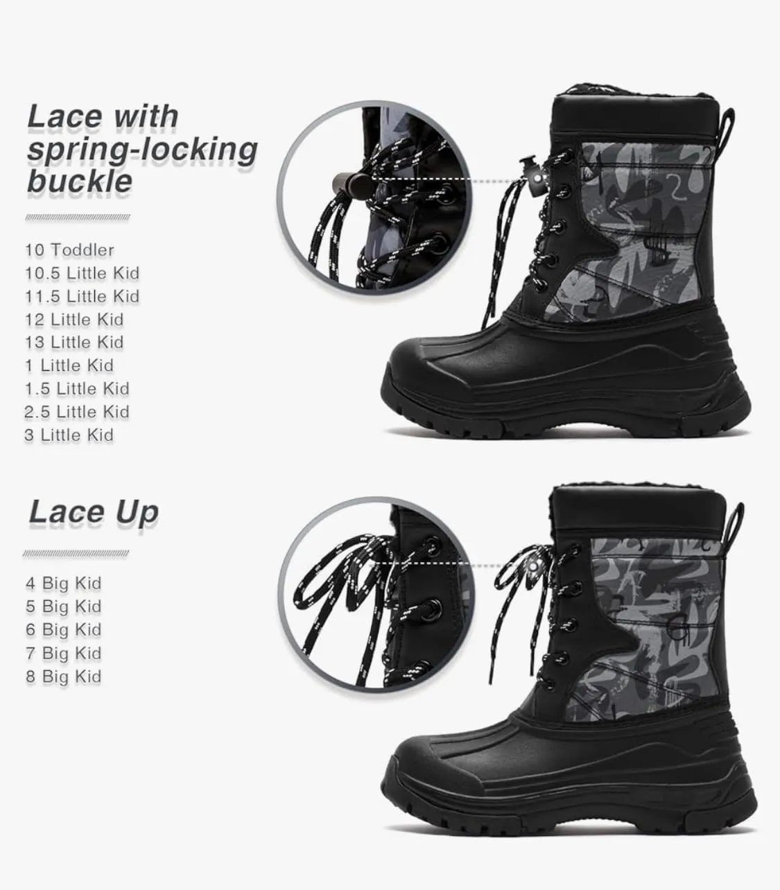 REDVOLUTION Unisex Snow Boots Slip-Resistant Waterpoof Winter Fashion Shoe (Toddler/Little Kid/Big Kid)