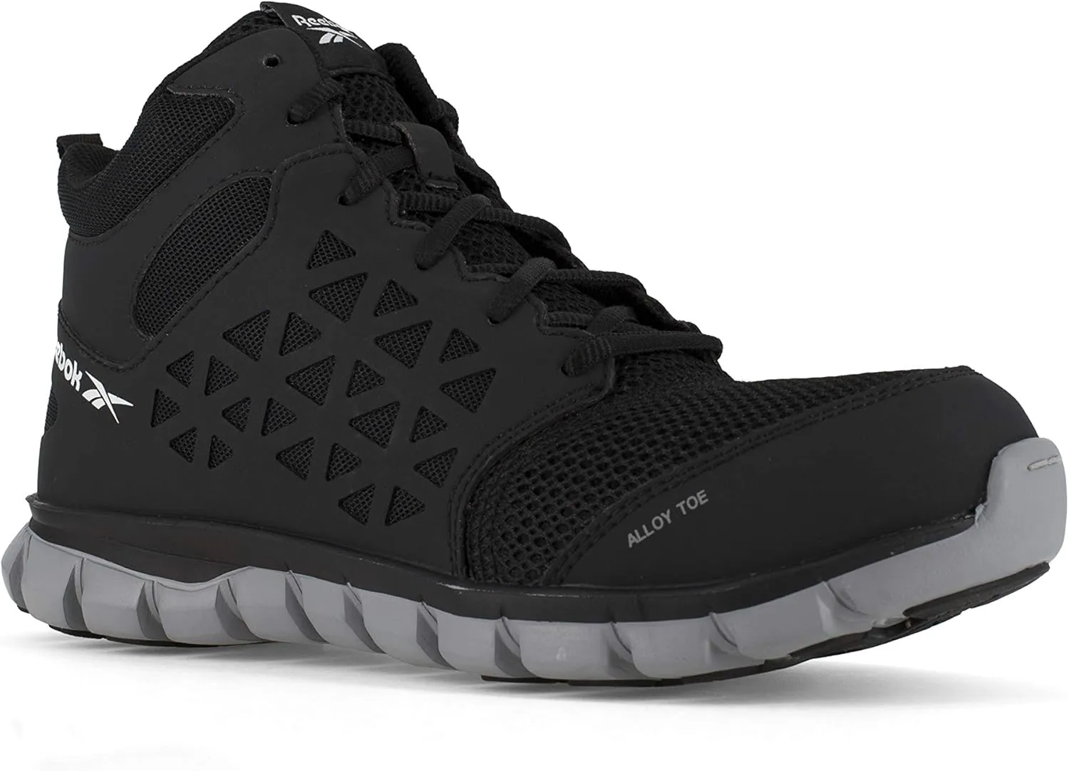 Reebok Mens Sublite Cushion Mid Slip Resistant Alloy Toe Work/Duty - Black