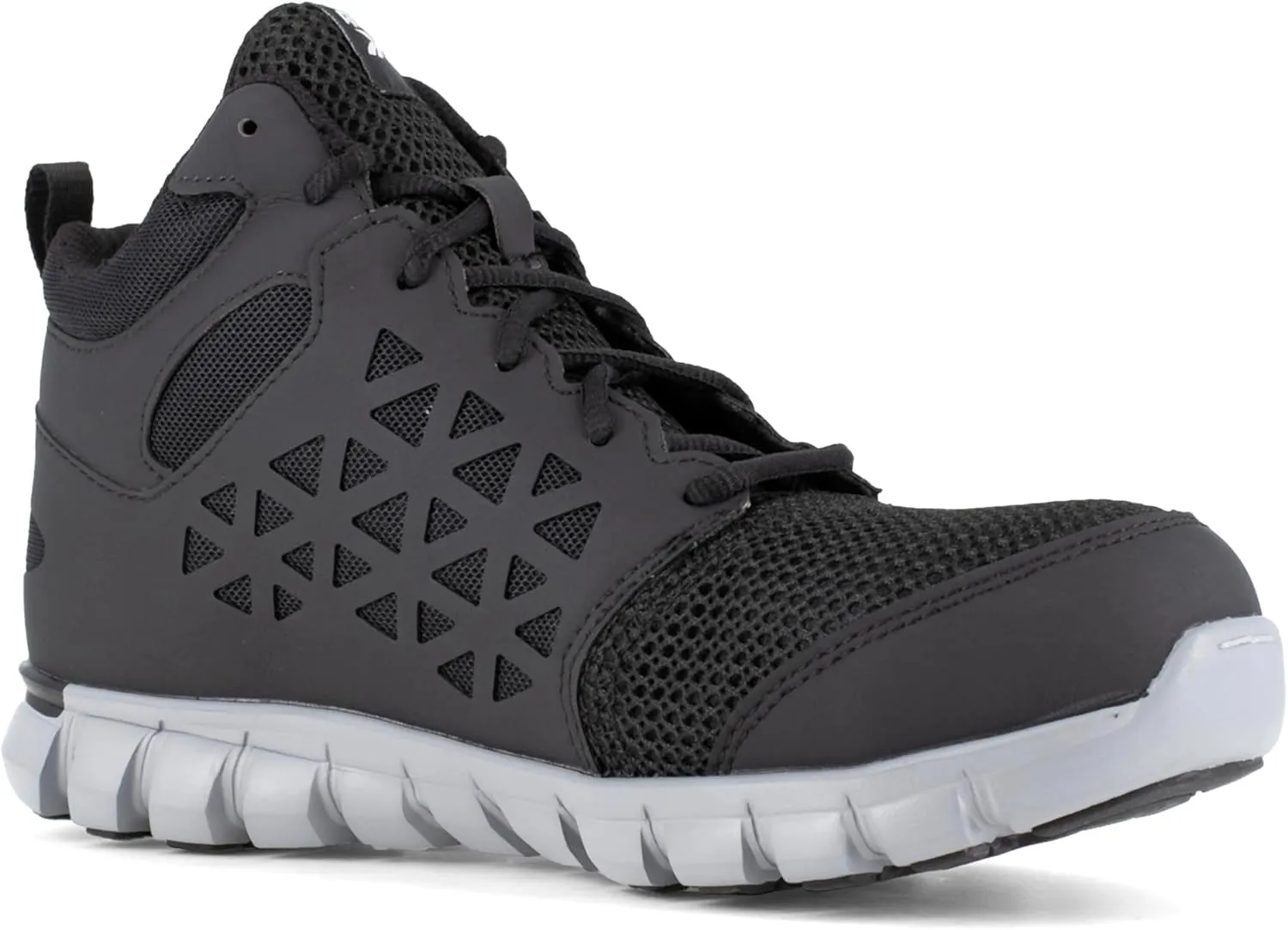 Reebok Mens Sublite Cushion Mid Slip Resistant Alloy Toe Work/Duty - Black