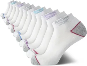 Reebok Women's Quarter Crew Socks - 12 Pack Performance Cushion Comfort Crew Socks - Athletic Socks for Women (4-10)