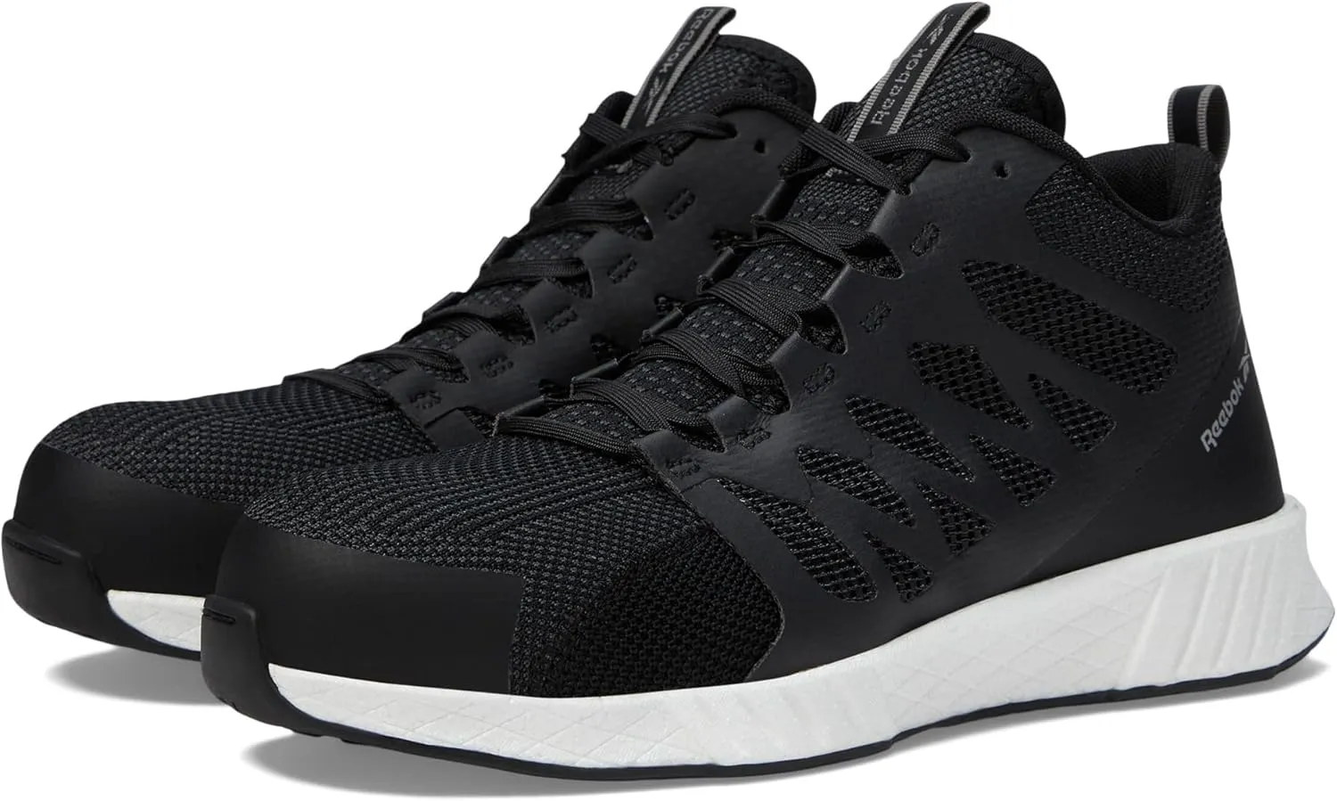 Reebok Work Men's RB4316 Fusion Flexweave Safety Composite Toe Athletic Mid Cut Work Shoe Black and White Industrial & Construction Boot, 9