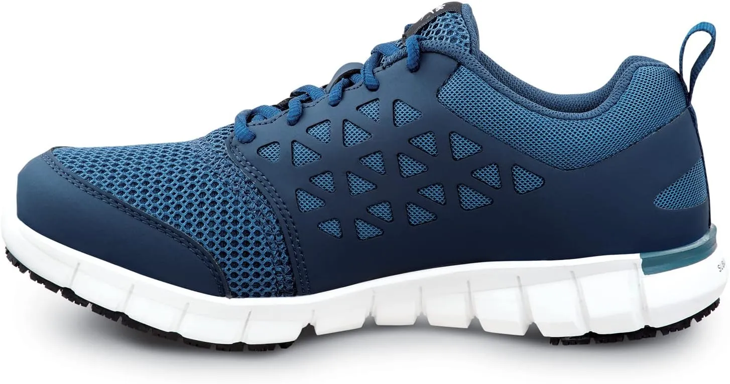 Reebok Work Sublite Cushion Work, Men's, Navy, Athletic Style, MaxTrax Slip Resistant, Soft Toe Work Shoe
