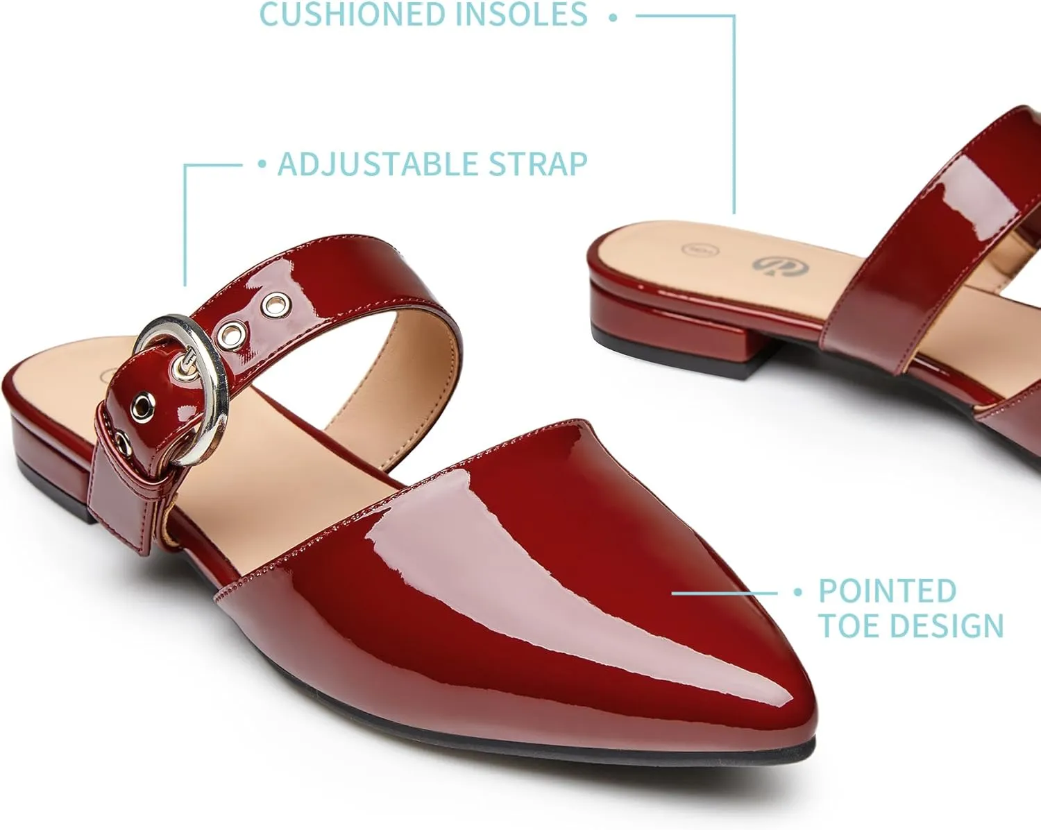 Rekayla Mules for Women Adjustable Strap Pointed Toe Backless Loafer Shoes…