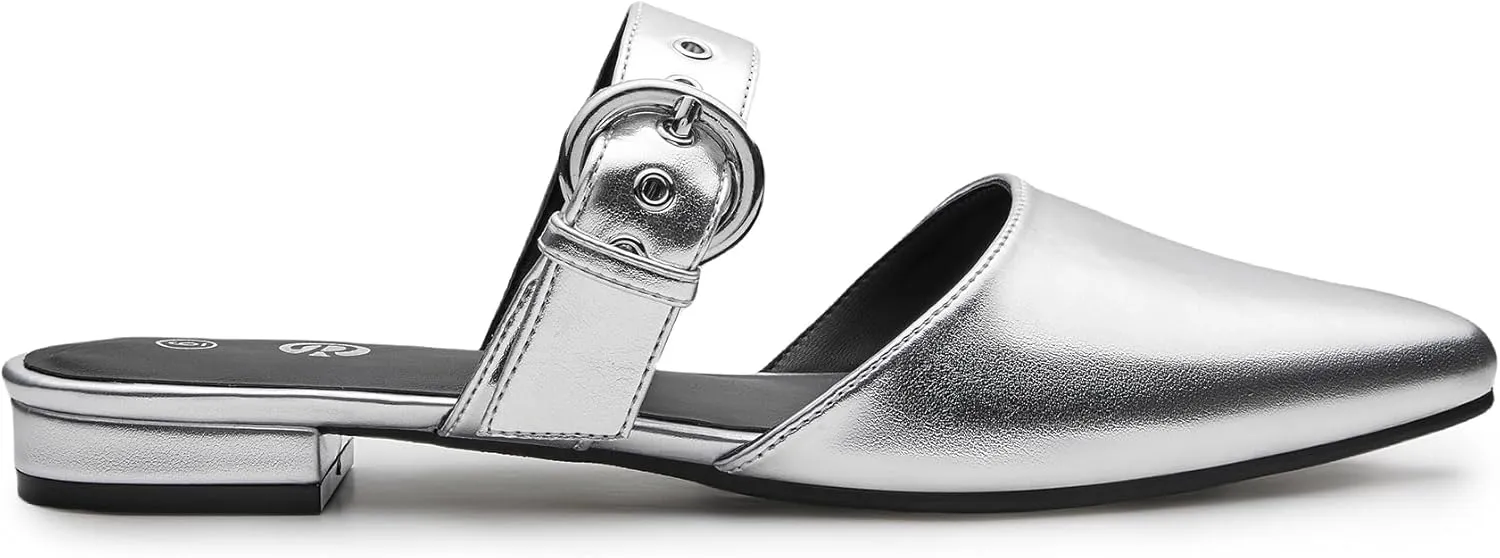 Rekayla Mules for Women Adjustable Strap Pointed Toe Backless Loafer Shoes…