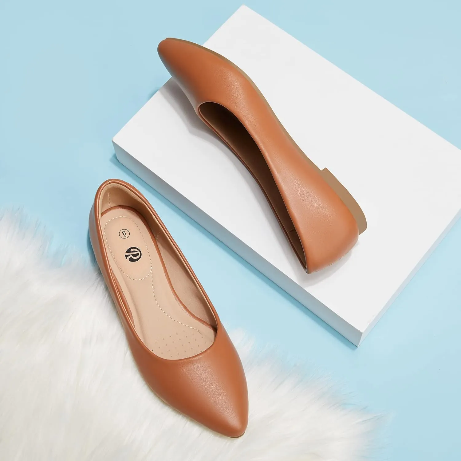 Rekayla Women's Flats Classic Pointed Toe Ballet Flats Shoes for Women Business Casual Office Comfort Slip On Work Flats Shoes Versatile Dress Shoes for Women