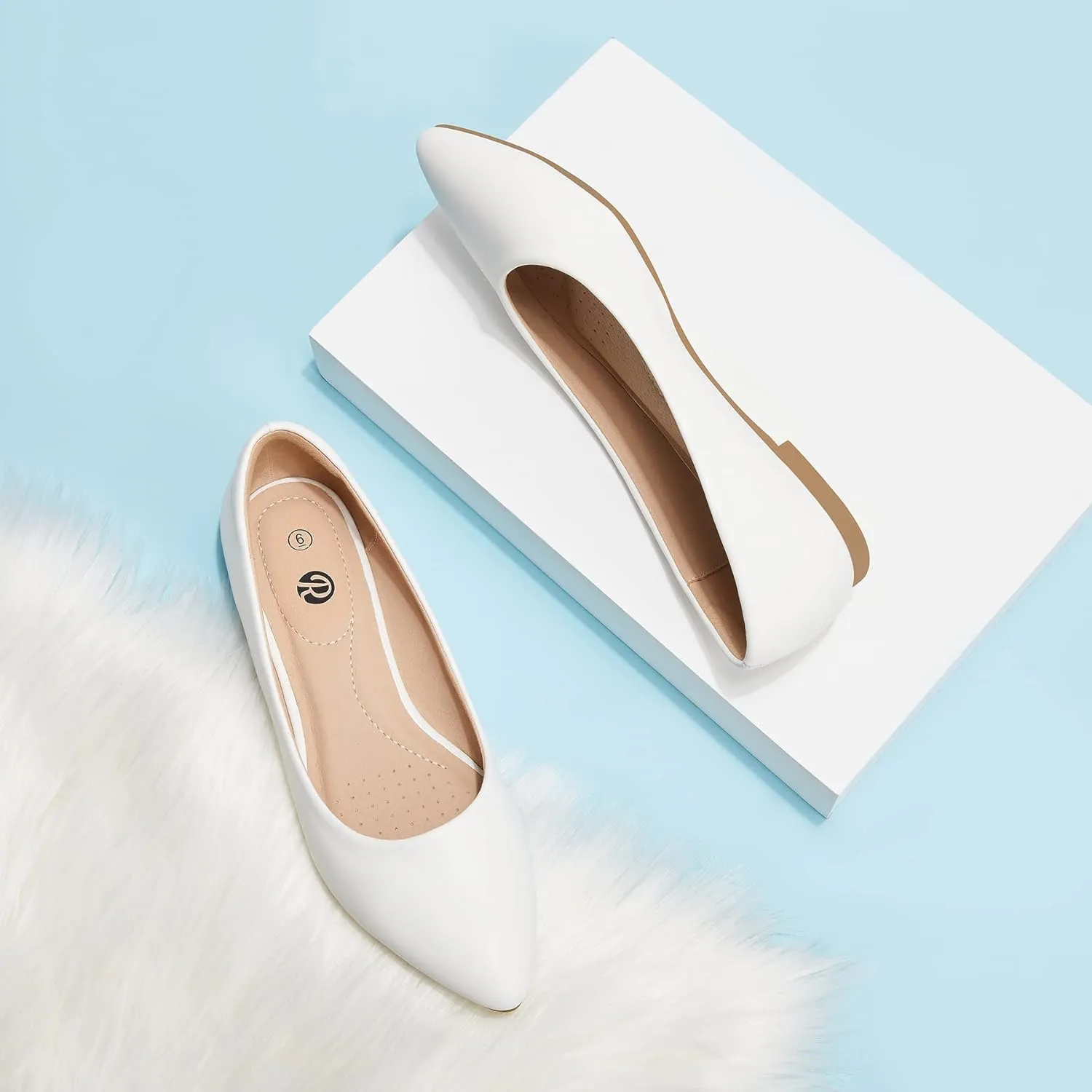 Rekayla Women's Flats Classic Pointed Toe Ballet Flats Shoes for Women Business Casual Office Comfort Slip On Work Flats Shoes Versatile Dress Shoes for Women