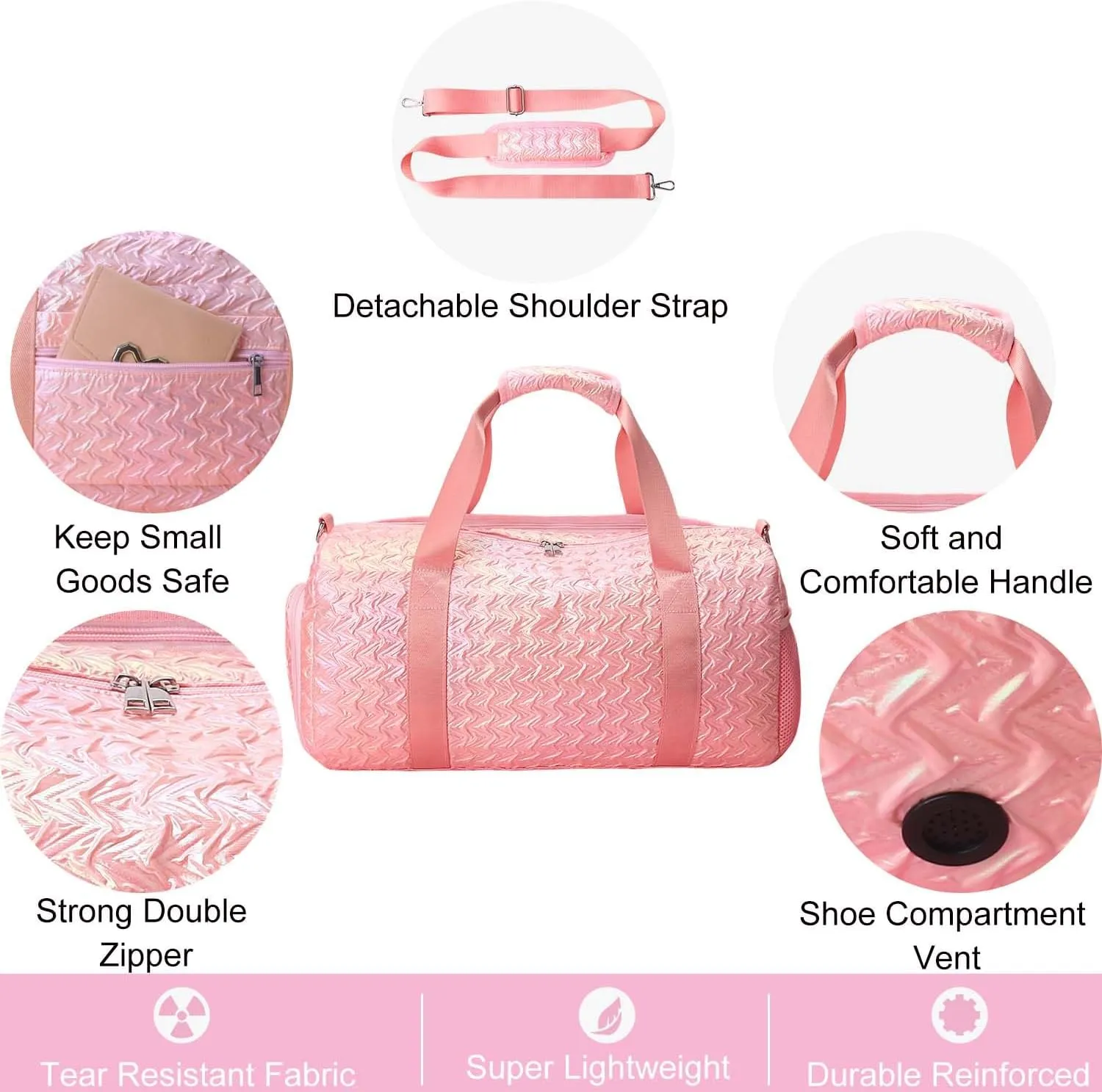 RHCPFOVR Gym Travel Duffle Bag for Girls - Gymnastics Sports Dance Bag with Shoe Compartment & Wet Pocket Panda Kids Travel Bag Teens Weekender Sleepover Carry On Bag