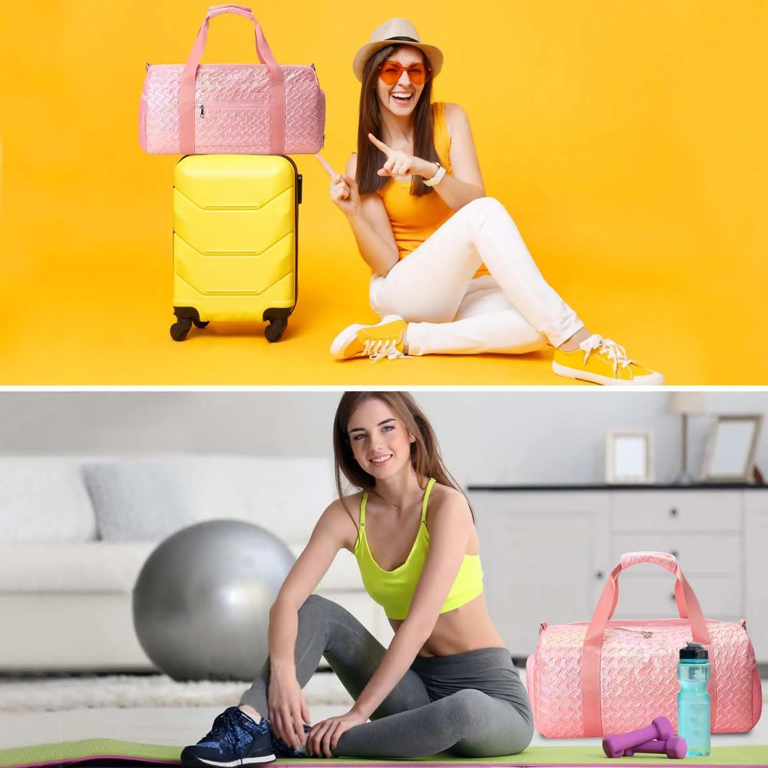 RHCPFOVR Gym Travel Duffle Bag for Girls - Gymnastics Sports Dance Bag with Shoe Compartment & Wet Pocket Panda Kids Travel Bag Teens Weekender Sleepover Carry On Bag