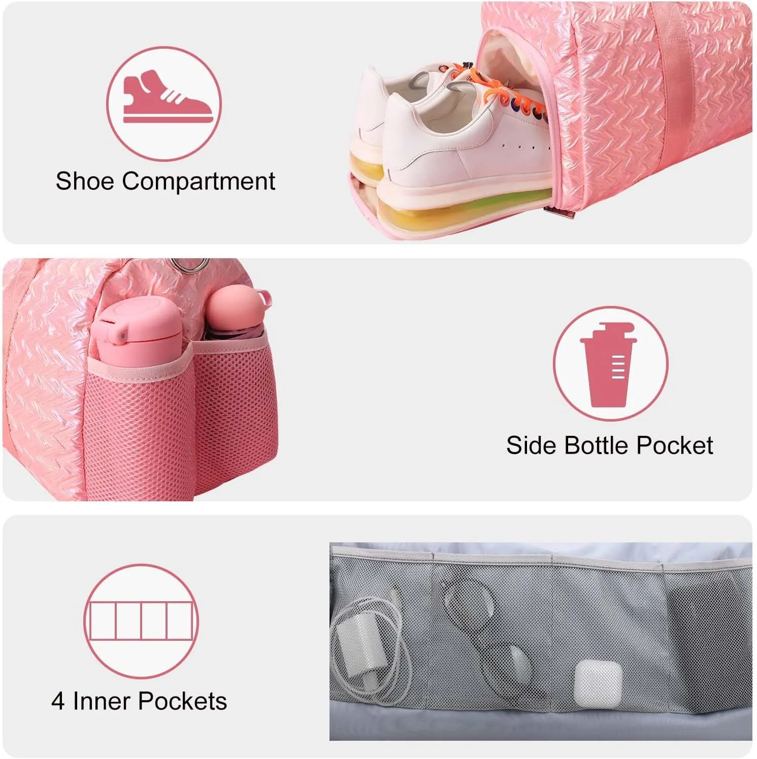 RHCPFOVR Gym Travel Duffle Bag for Girls - Gymnastics Sports Dance Bag with Shoe Compartment & Wet Pocket Panda Kids Travel Bag Teens Weekender Sleepover Carry On Bag