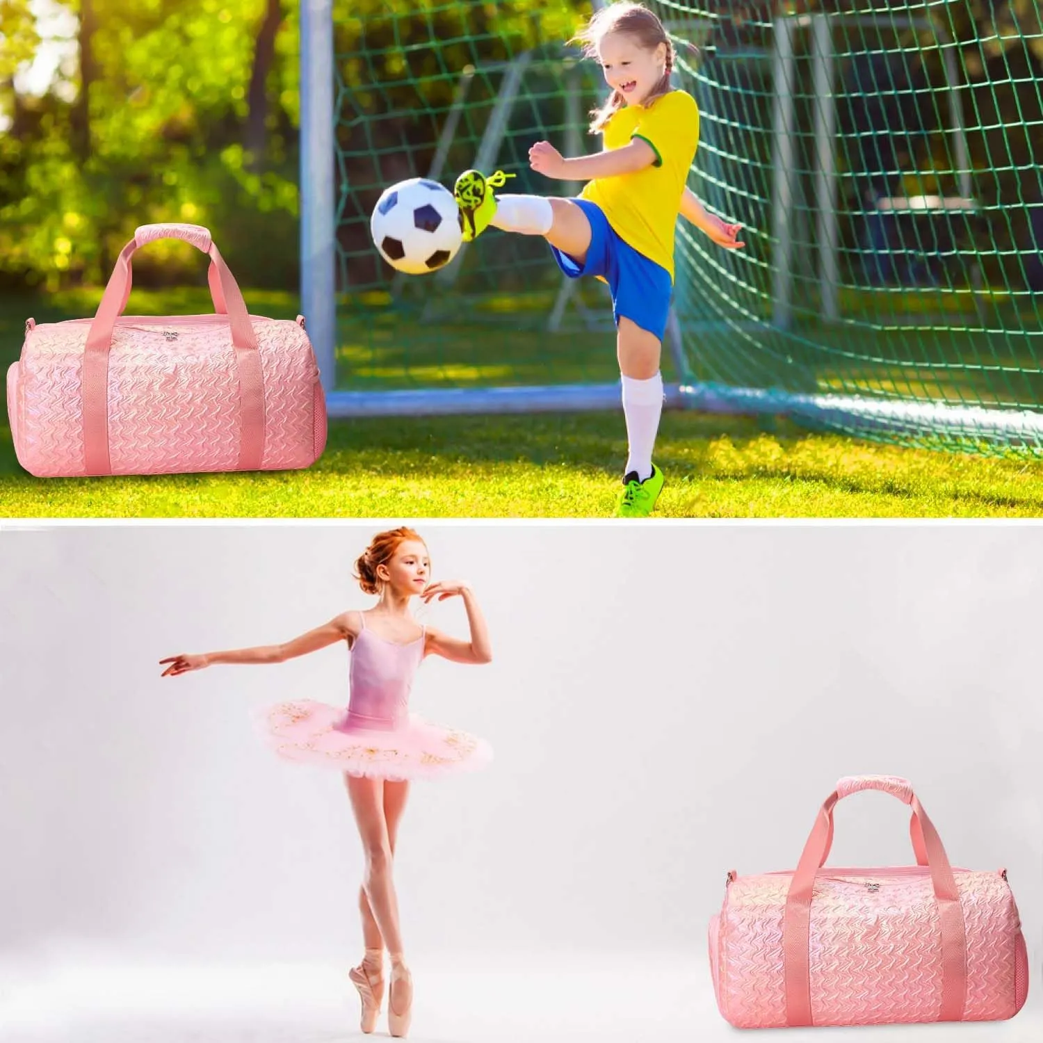 RHCPFOVR Gym Travel Duffle Bag for Girls - Gymnastics Sports Dance Bag with Shoe Compartment & Wet Pocket Panda Kids Travel Bag Teens Weekender Sleepover Carry On Bag