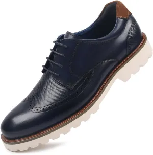 RITIZEN Men's Oxford Formal Shoes Classic Lace-up Dress Shoes Business Casual Oxford Genuine Leather Shoes