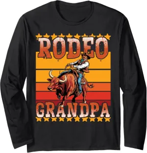 Rodeo Rider Crew Grandpa Western Cowboy Horses Bulls Rodeo Long Sleeve T-Shirt