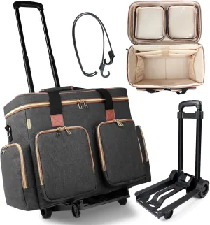 Rolling Teacher Tote Bag with Detachable Trolley, Wheeled Teacher Bag with Padded Laptop Compartment for up to 15.6 Inch, Multifunctional Rolling Briefcase for Teaching& Office (Elegant Gray)