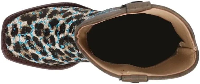 ROPER Kids Girls Glitter Leopard Square Toe Casual Boots Mid Calf - Brown