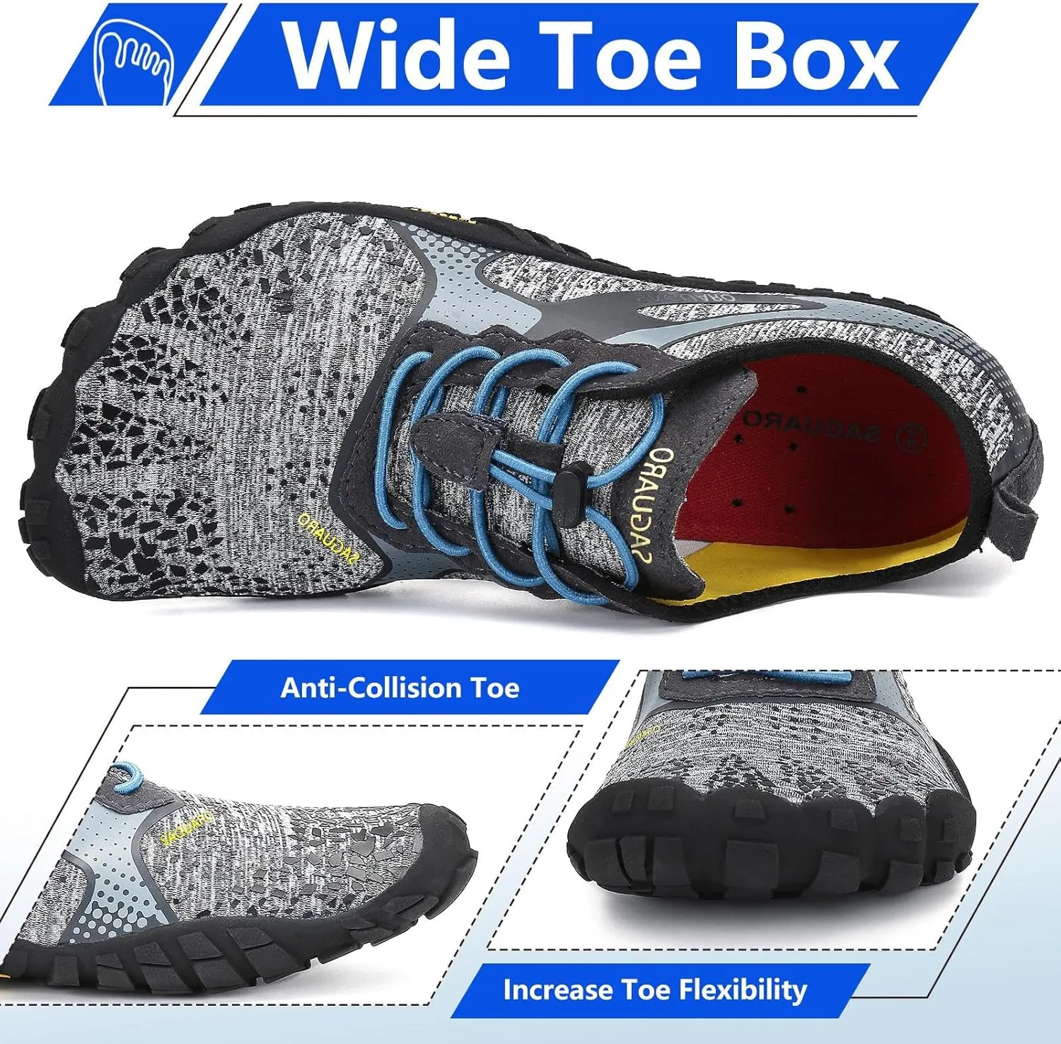 SAGUARO Womens Mens Barefoot Shoes Minimalist Trail Runner Wide Toe Box Zero Drop Outdoor Cross Training Shoe