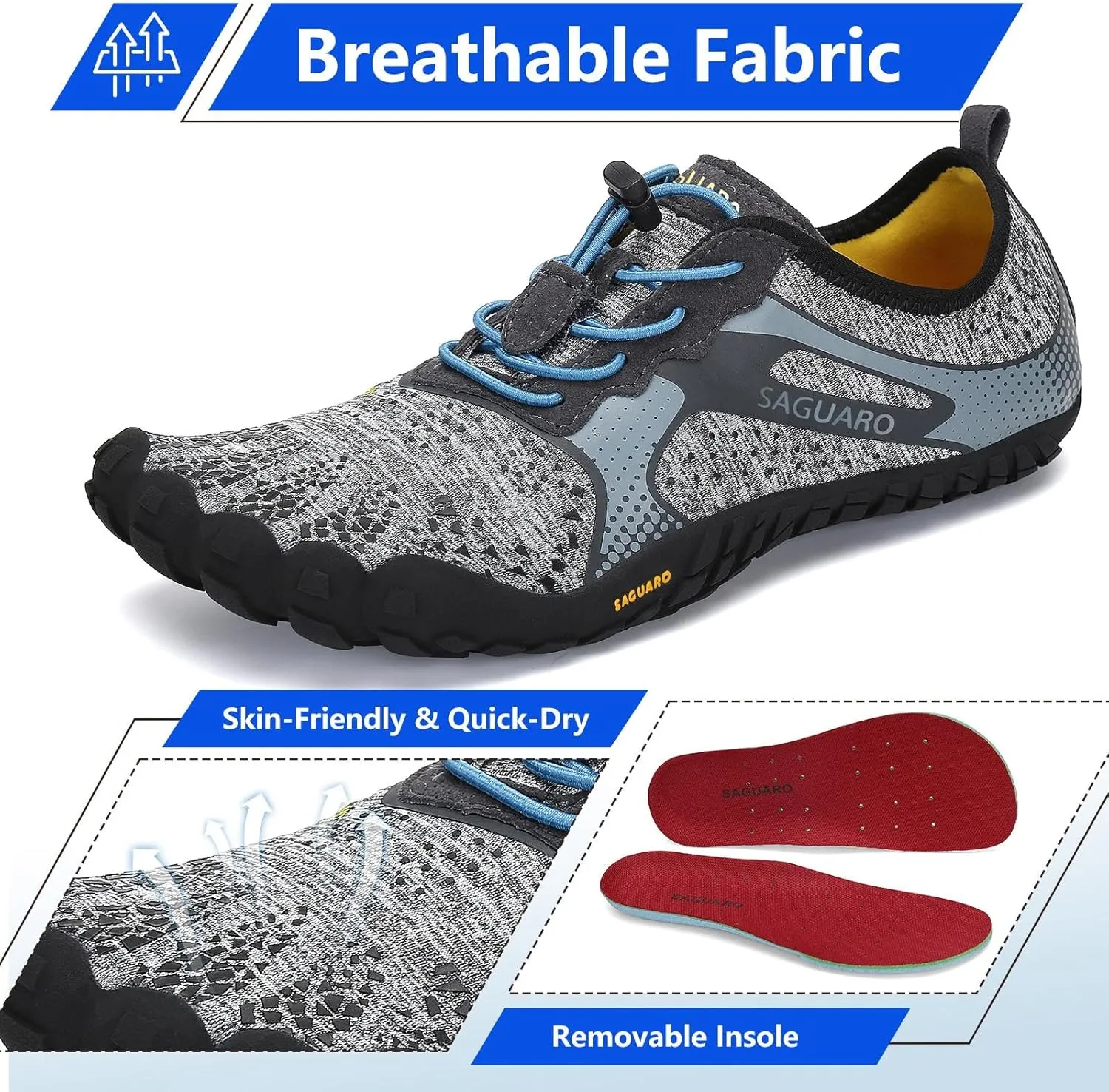 SAGUARO Womens Mens Barefoot Shoes Minimalist Trail Runner Wide Toe Box Zero Drop Outdoor Cross Training Shoe