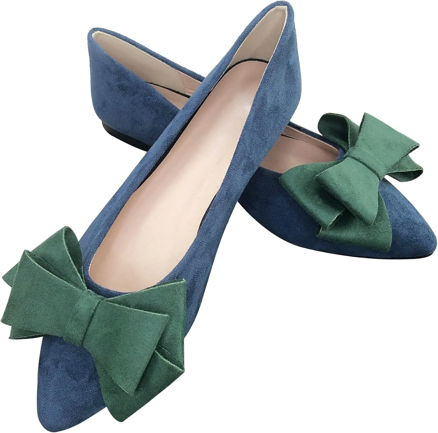 SAILING LU Womens Flats Shoes for Wedding Comfortable Pointy Toe Dress Loafers Bow-Knot Suede Dance Shoes for Party Slip On Moccasin