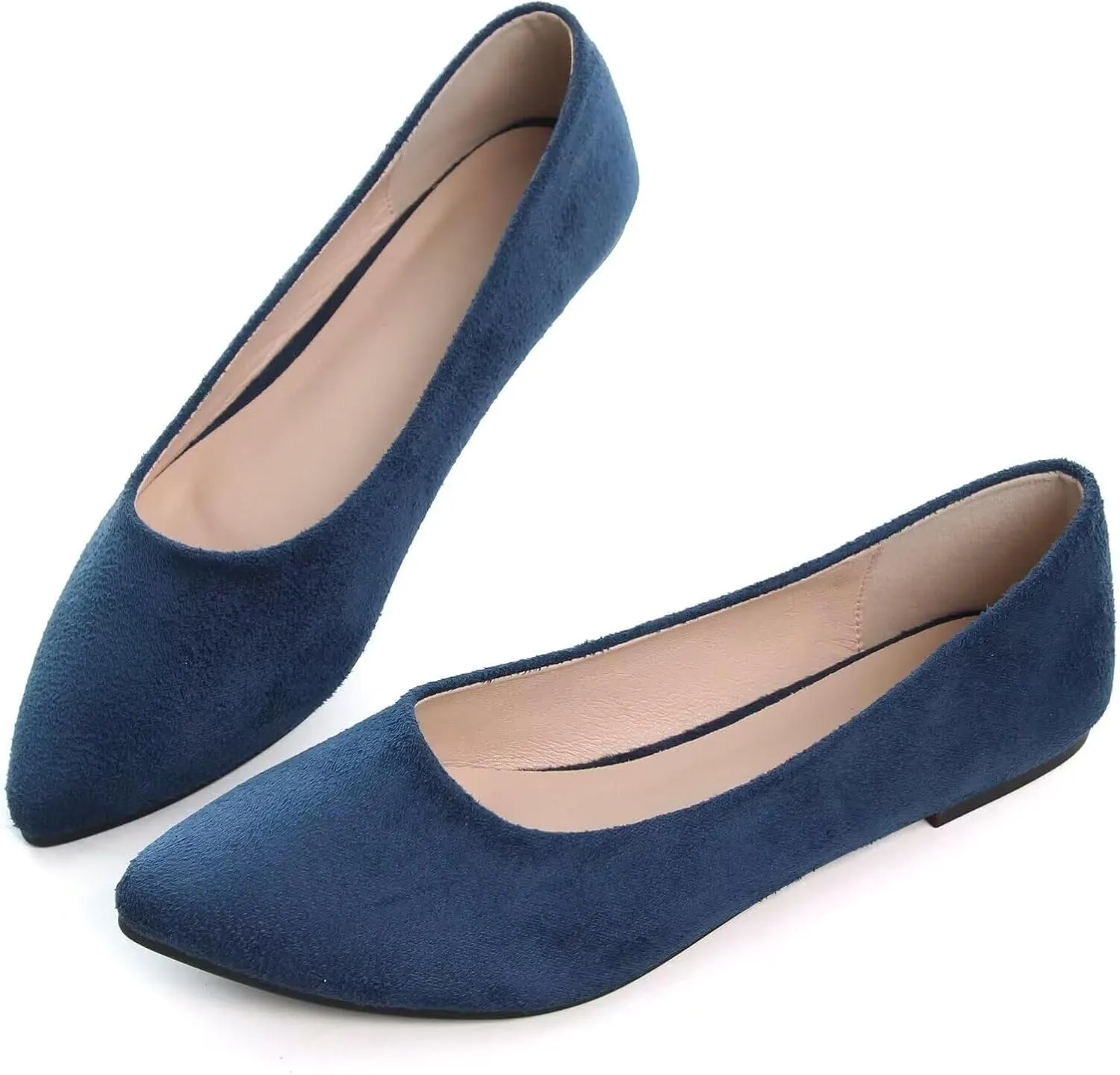 SAILING LU Womens Suede Pointed Toe Ballet Flats Comfortable Wedding Party Casual Slip-On Ballerina Dressy Shoes for Women Walking Shoes