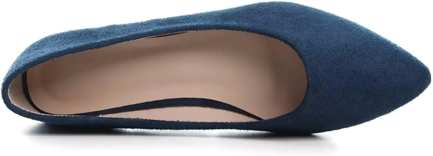 SAILING LU Womens Suede Pointed Toe Ballet Flats Comfortable Wedding Party Casual Slip-On Ballerina Dressy Shoes for Women Walking Shoes