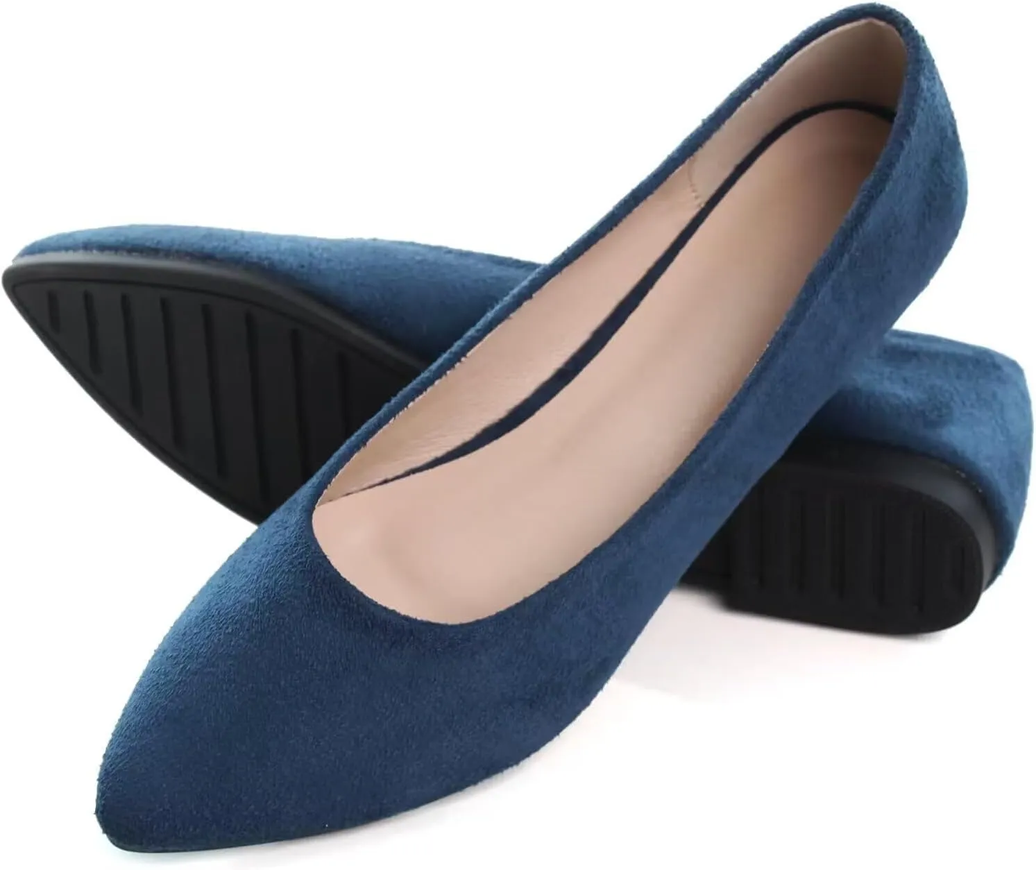 SAILING LU Womens Suede Pointed Toe Ballet Flats Comfortable Wedding Party Casual Slip-On Ballerina Dressy Shoes for Women Walking Shoes