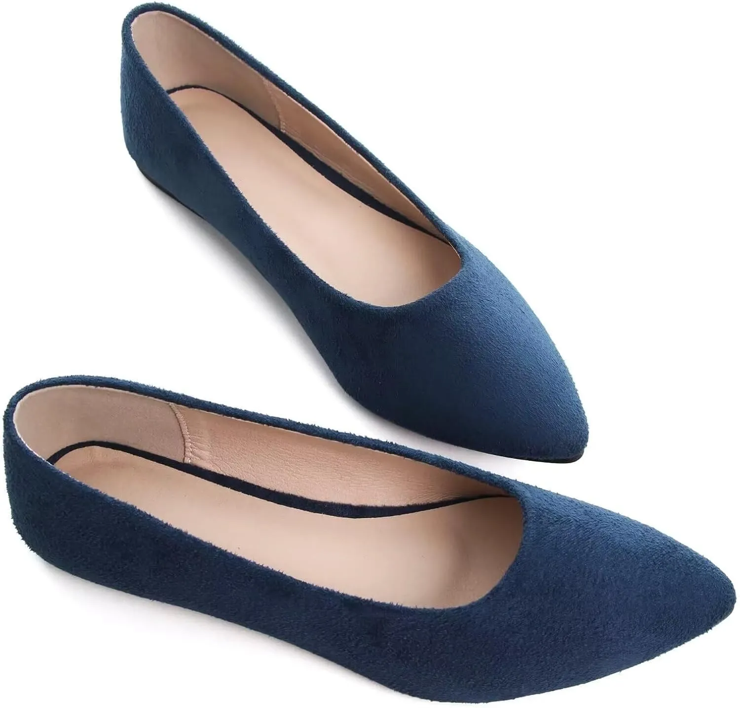 SAILING LU Womens Suede Pointed Toe Ballet Flats Comfortable Wedding Party Casual Slip-On Ballerina Dressy Shoes for Women Walking Shoes