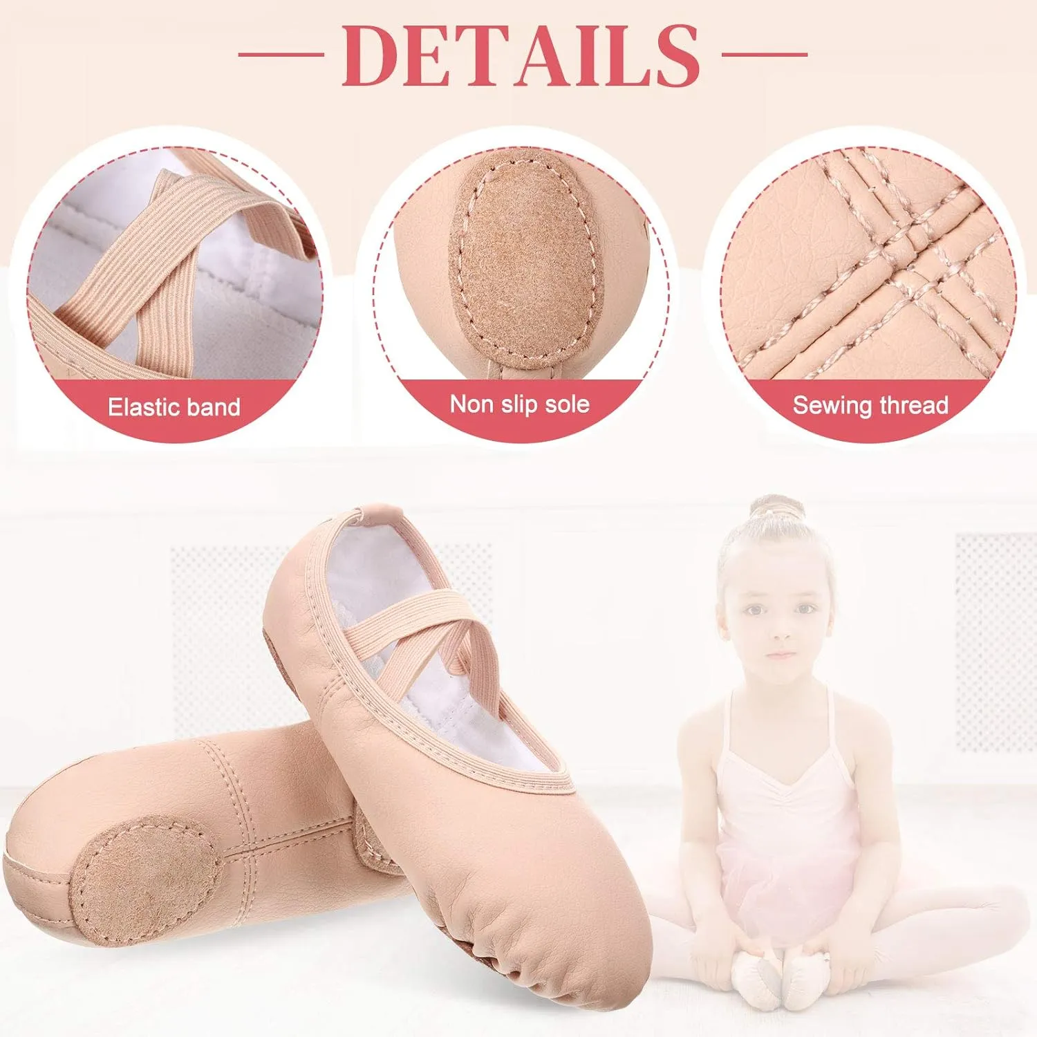 SATINIOR 3 Pairs Ballet Shoes for Girls Toddler Soft Leather Dance Slippers 3 Colors Dance Shoes for Little Kid Toddler