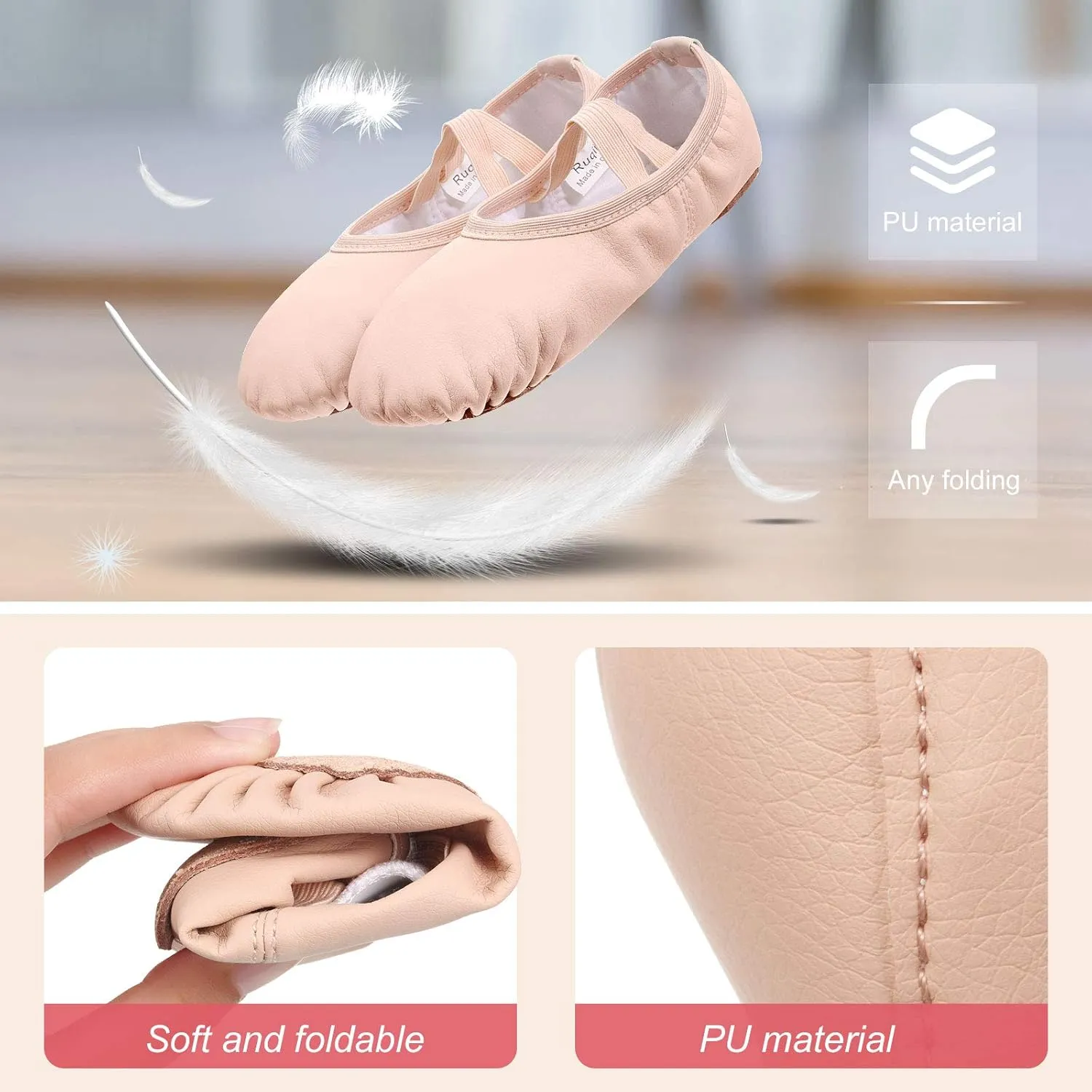 SATINIOR 3 Pairs Ballet Shoes for Girls Toddler Soft Leather Dance Slippers 3 Colors Dance Shoes for Little Kid Toddler