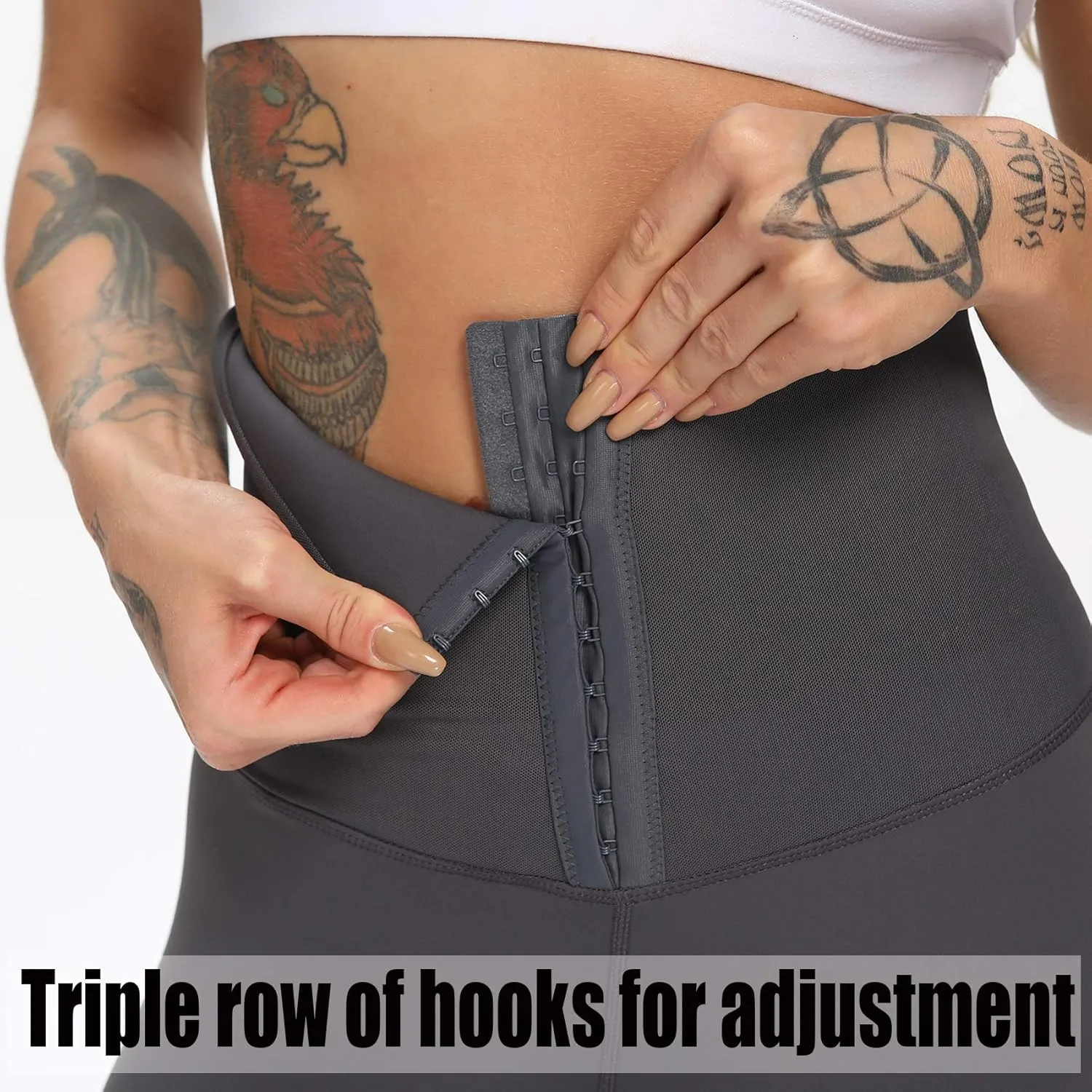 SEASUM High Waisted Yoga Legging with Adjustable Waist Corset Belt Tummy Control Slimming Waist Trainer Pant