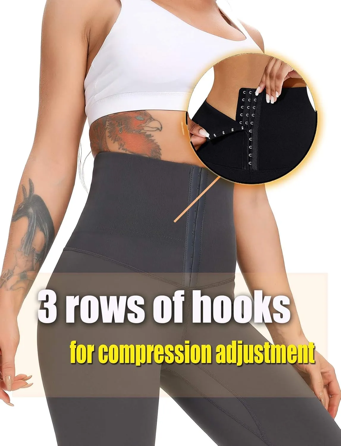 SEASUM High Waisted Yoga Legging with Adjustable Waist Corset Belt Tummy Control Slimming Waist Trainer Pant