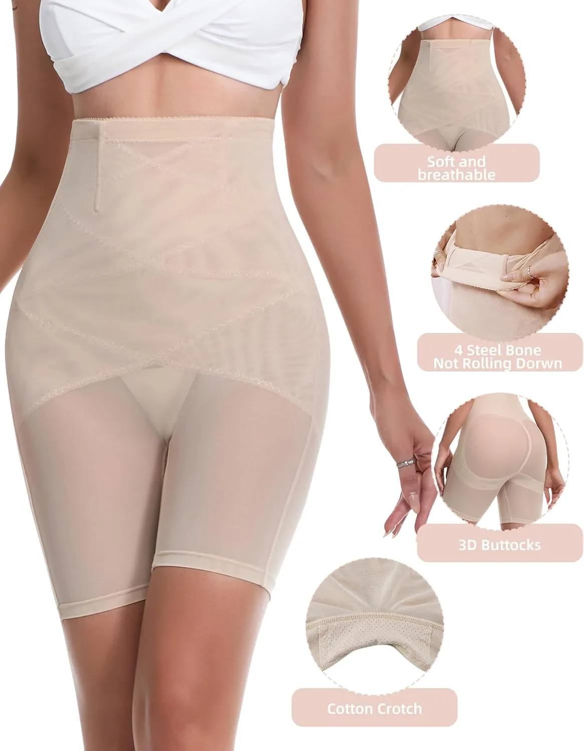Shapewear Tummy Control Underwear Compression Slip Shorts Waist Trainer For Women High Waisted Butt Lifting Under