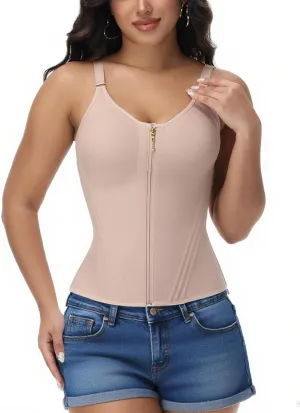 SHAPSHE Tummy Control Compression Tank Tops for Women Invisible Tanks Corset Waist Trainer Shapewear Body Shaper with Zipper