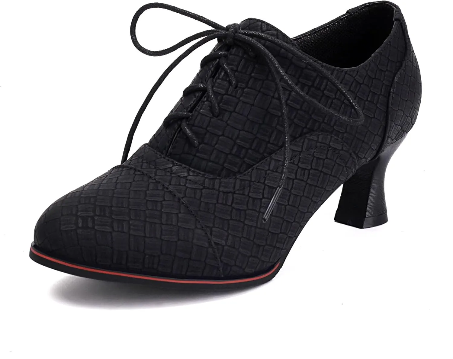 SHEMEE Women's Kitten Heels Oxford Pumps Victorian Style Vintage Mid-Heels Lace Up Brogues Witch Costume Cosplay Shoes