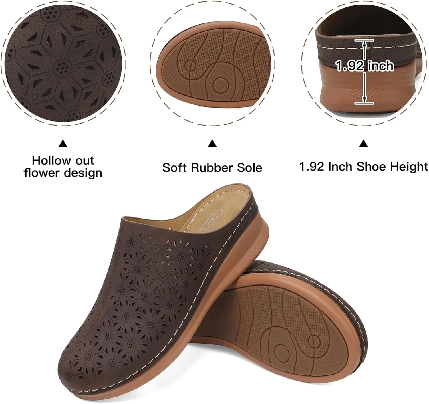 SHIBEVER Clogs for Women Mules Slip-on: Closed Toe Clog - Summer Comfortable Mule