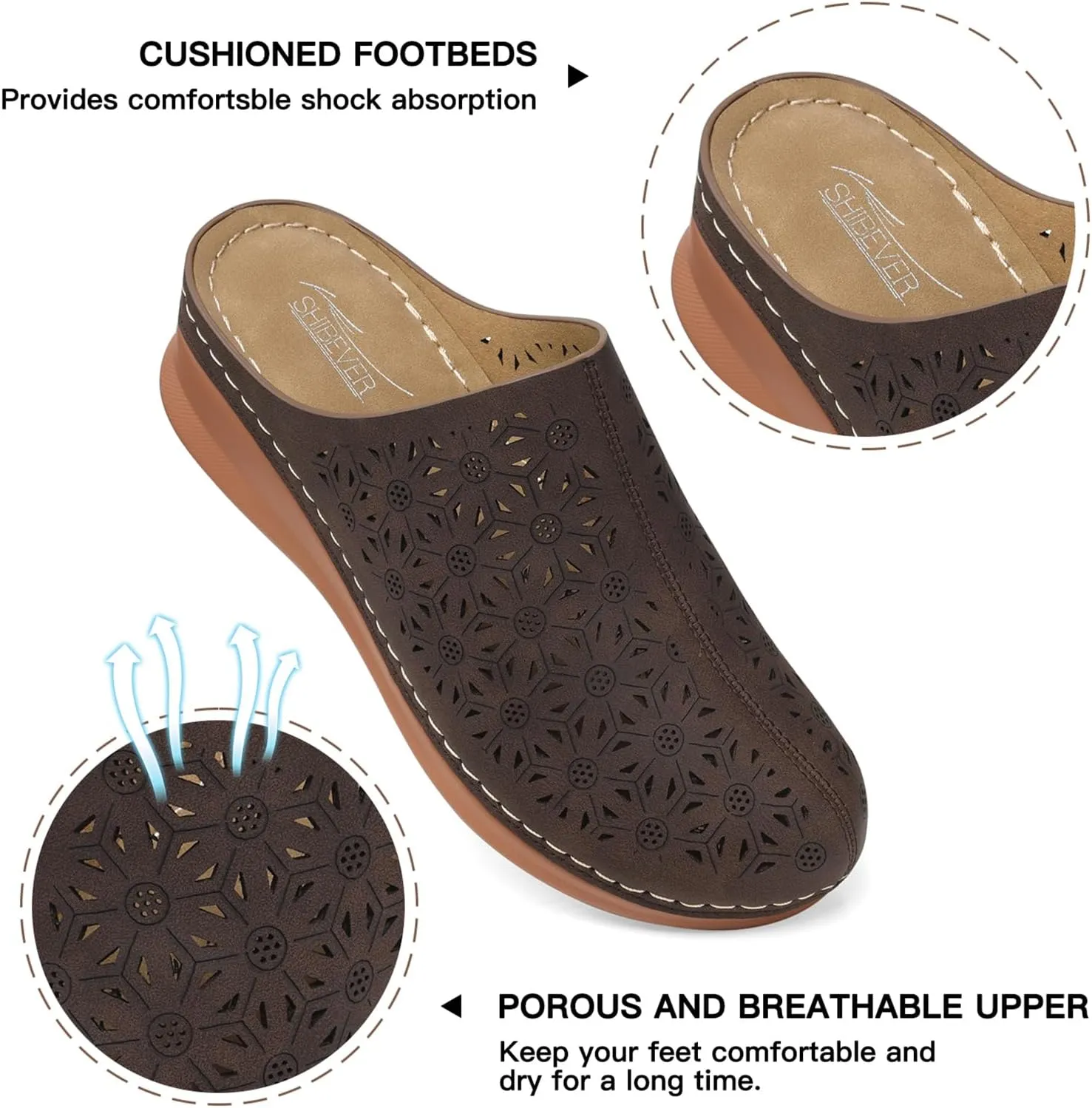 SHIBEVER Clogs for Women Mules Slip-on: Closed Toe Clog - Summer Comfortable Mule