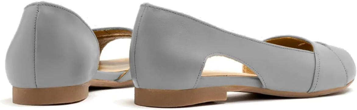 SHODENSE Women Open Peep Toe Flat Shoes Slip On Cutout Flat Sandals Round Toe Matte Leather Ballet Flats Office Work Comfort Flat Heel Summer Shoes for Ladies Girls Casual Driver Flats Club 4-11 M US