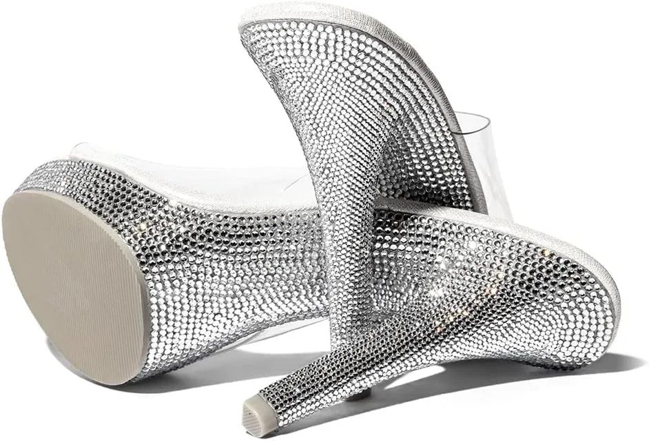 Shoe Fairy Iconic Olympian Mule Clear Bikini Fitness Competition Heel, Bodybuilding, Bikini, Bridal, Pageant