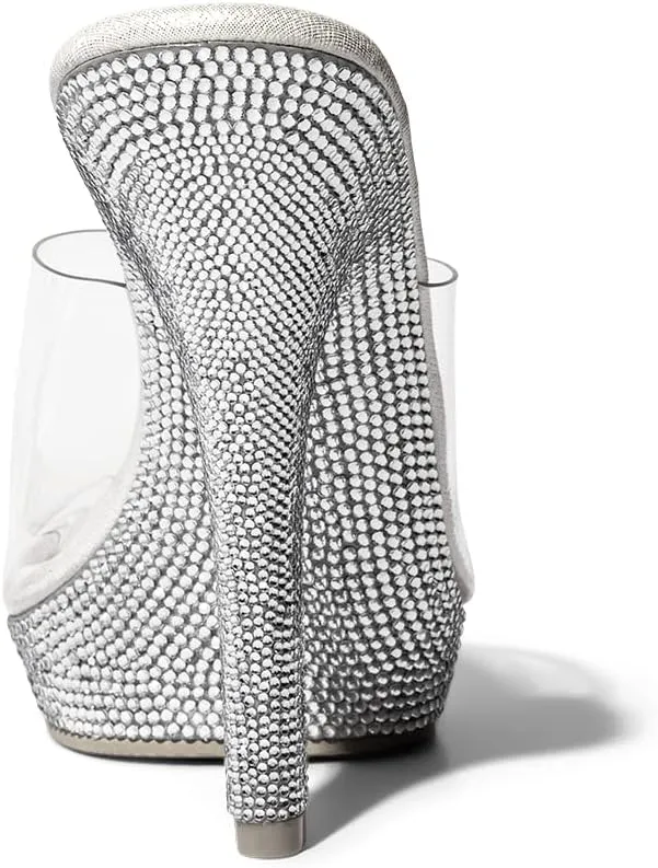 Shoe Fairy Iconic Olympian Mule Clear Bikini Fitness Competition Heel, Bodybuilding, Bikini, Bridal, Pageant